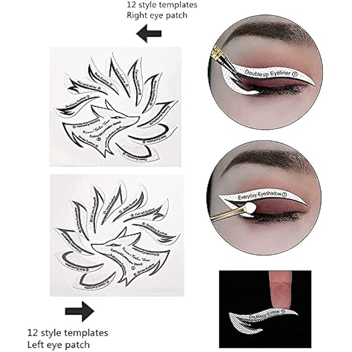 Eyeliner Eyebrow Stencil Eyeshadow Stencil Set Non-woven Materials 12 Style Eyeliner Eyeshadow Sticker Template - Image 4